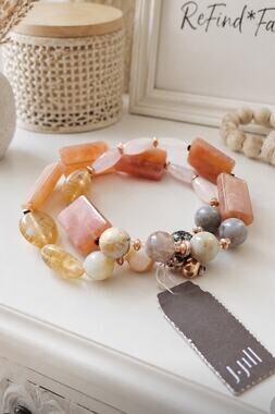 J.Jill Pink Stretch Gray Stone Bracelet New